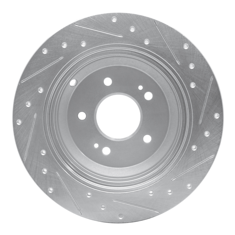 Genesis G70 Brake Rotor (1) - Rear Left - R1 Concepts - Drilled & Slotted - Silver - `18-`23